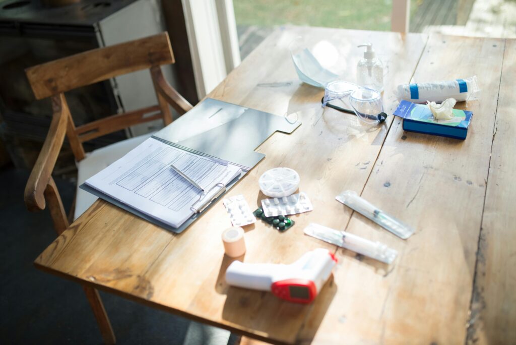 pills and stuff on table